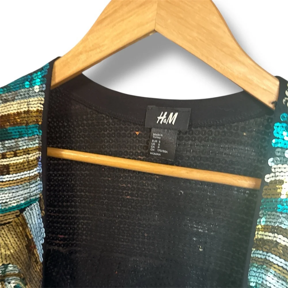 H&M Sequin Jacket Green/Gold Size S - Picture 4 of 5